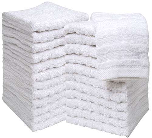 Pleasant Home Washcloths Set - (12” x 12”, 12 Pack) – 488 GSM- 100% Ring Spun Cotton Wash Cloth - Super Soft and Highly Absorbent Face Towels (White, Striped Design) 4