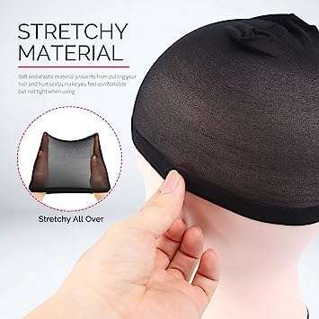 ATHRAVFIT England Double Stocking Cap, Wig Caps, Singh Net Stocking Caps for Wigs Stretchy Nylon Wig Caps Wig Caps for Women Men, (Black Pack of 5) 4