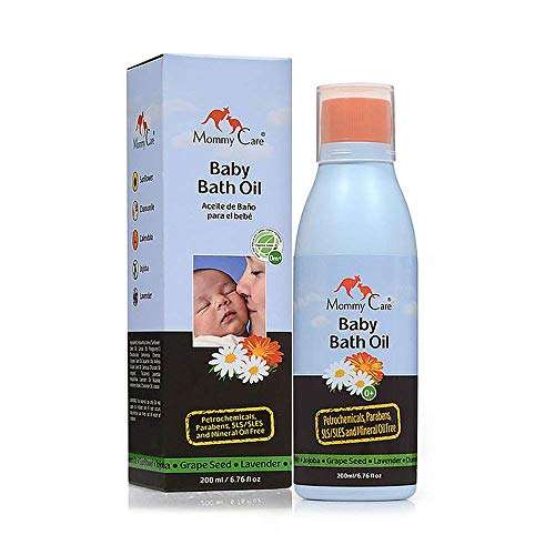 Mommy Care Organic Baby Bath Oil Pure Natural Essential Oils, Calming, Hydrating, Newborn Bathing Oil to Restore your baby’s natural skin moisture. Great for irritated or dry skin. 6.76 oz 1