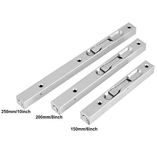 Door Flush Bolt Latch Slide Bolt Lock 304 Stainless Steel Security Door Guard Lever Action with Strike and Screws for Wooden French Doors (6inch) 2