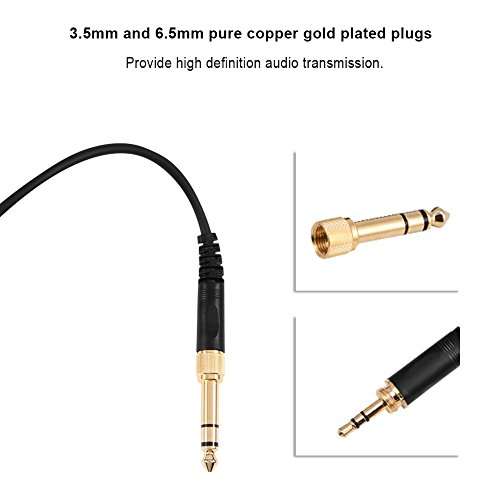 Replacement 3.5mm Male Plug to Bare Wire Open End, 3.5mm Plug Jack Connector Audio Cable for Beyerdynamic 770/770PRO/990/990PRO Headphones Repair, with 6.35mm Plug 2