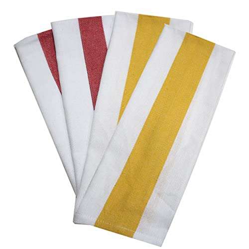 Umi Amazon brand - UmiHerringbone Kitchen Dish Towels(16"x26",4-Pack, Red and Yellow)