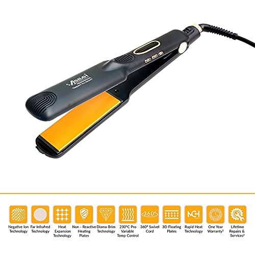 Asbah Professional D'zara Pro Hair Straightener with 3D Floating Plates | Rapid Heat Technology | One Year Warranty, Lifetime Repair & Services - Multicolor (Black) 2