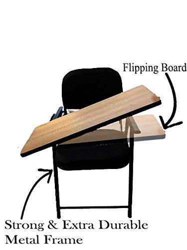 Ventuos- Folding Study Chair with Cushion & Adjustable Writing Pad for All Age (Black) 3
