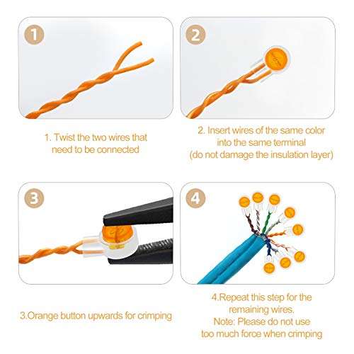 200 Pack UY Wire Connector Uvital Waterproof Clear Button Telephone Wire Connectors UY Butt Splice Connector Network Cable Terminals (K2) 6