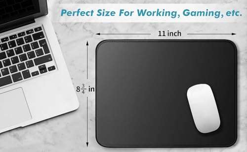 TONOS Mouse Pad 3 Packs, Basic Black Mouse Pad for Desk 11 x 8 3/4 x 1/8 in with Urtra-Smooth Surface, Stitched Edges and Non-Slip Rubber Base. Computer Mouse pads for Laptop & PC, Gaming & Working. 2