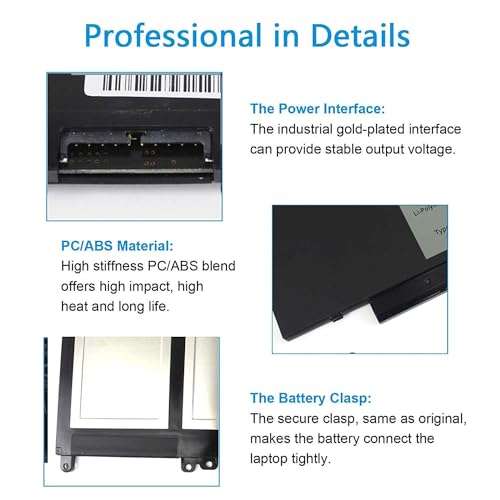 G5M10 E5550 E5450 E5250 Battery Compatible with Dell Latitude E5550 E5450 E5250 5550 5450 5250 3150 3160, 8V5GX R9XM9 1KY05 08V5GX VMKXM 5XFWC PF59Y 451-BBLN 451-BBLL 451-BBLK 51Wh 7.4V 4-Cell 4