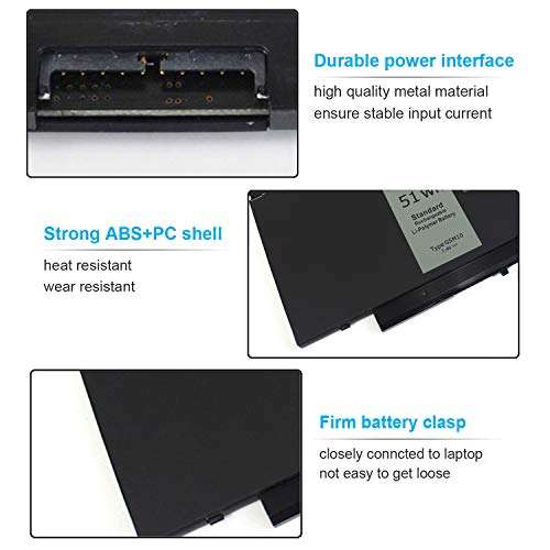 7.4V 51Wh Type G5M10 Laptop Battery Compatible with Dell Latitude E5450 E5550 E5250 15.6 inch 8V5GX R9XM9 WYJC2 1KY05 080-854-0066 0WYJC2 451-BBLN Battery 4-Cell 4