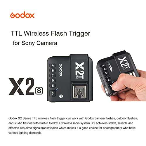 Godox X2T-S TTL Wireless Flash Trigger Compatible for Sony,1/8000s high-Speed sync,5 Separate Group Buttons, and 3 Function Buttons to Realize Quick Setting 2