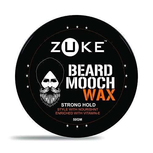 Zuke Beard & Mooch Wax For Strong Hold - With Vitamin-E, Almond Oil & Sunflower Oil (50g) 1