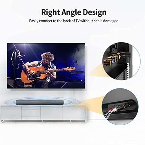 CableCreation 3.5mm to RCA Cable, Angle 3.5mm Male to 2RCA Male Auxiliary Stereo Audio Y Splitter Gold-Plated for Smartphones, MP3, Tablets, Speakers, Echo Dot, Home Theater, HDTV, 10FT/3M 2