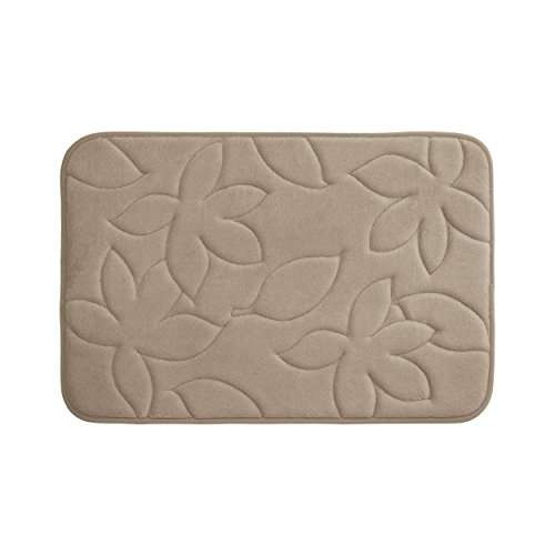 Bounce Comfort Blowing Leaves Memory Foam Bath Mat, 17 by 24", Linen 1