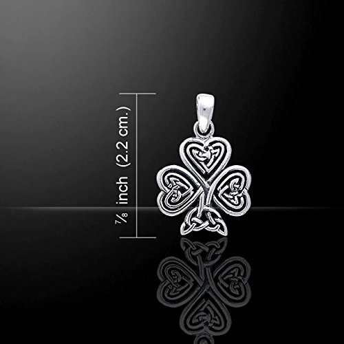Celtic Knot Irish Shamrock 3-Leaf Clover Sterling Silver Pendant with 18" Necklace 3