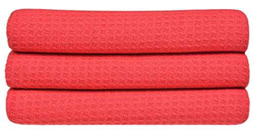 UBERSWEET® 16Inchx24Inch , Amaranth : Waffle Weave Microfiber Kitchen Towels Dish Cloths 16 Inch X 24 Inch 3 Pack Amaranth 1