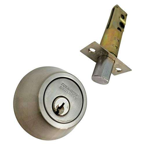 RI-KEY SECURITY - DeadBolt Lock Entry Keyed Cylinder 3 Key Exterior Interior Kw1 Stainless Steel 3