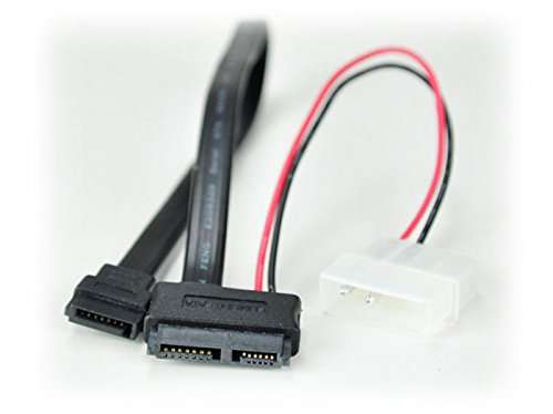 AYA 20" (20-Inch) Slimline SATA 13-Pin (7+6) to SATA 7-Pin with Molex Power Adapter 3