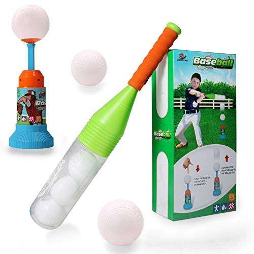 Exercise N Play Training Automatic Launcher Baseball Bat Toys - Indoor Outdoor Sports Baseball Games T-Ball Set for Children 2