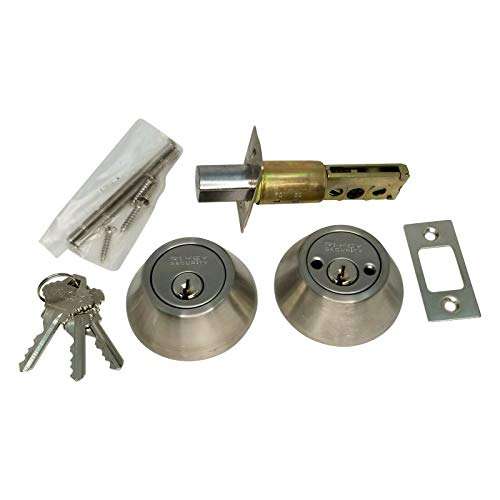 RI-KEY SECURITY - Double Sided DeadBolt Lock Entry Door Keyed Cylinder with Keys Stainless Steel 1