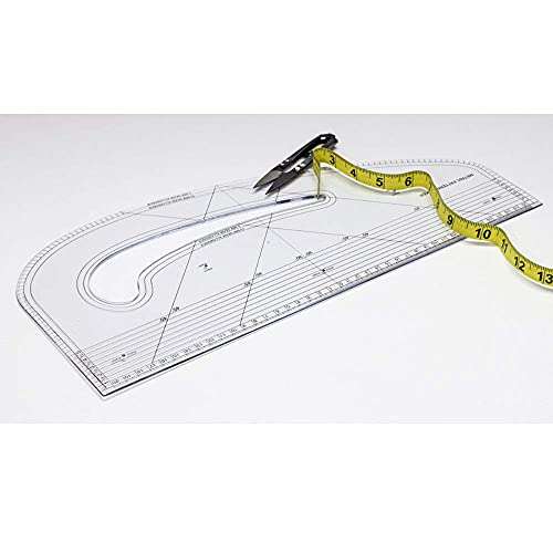 KABEER ART Pattern Marking Ruler- Hard Plastic For Neck Lines, Sleeve and Trouser Crotches 6