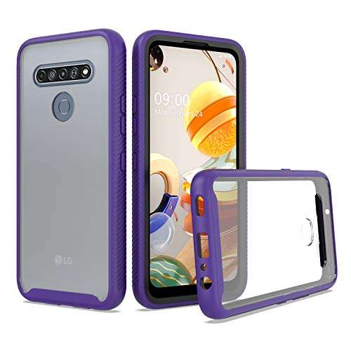 UNC Pro 2 in 1 Cell Phone Case for LG K61, Heavy Duty Full Edge Protection Hybrid Shockproof Bumper Case Cover, Purple&Black 1