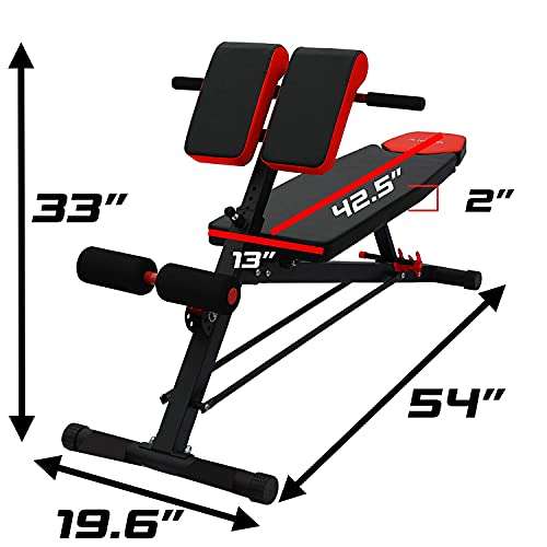 Kobo EB-1013 Steel Multi Function Imported 10 Exercises Adjustable Dumbbell Bench with Preacher Curl for Home Gym (Black/Red), Incline, 140 kg Limit 2