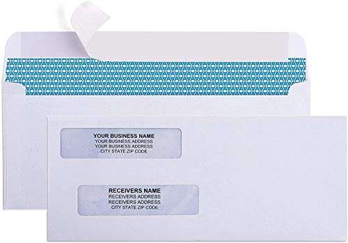 500#8 Double Window Self Seal Security Envelopes - for Business Checks, QuickBooks & Quicken Checks, Size 3 5/8 x 8 11/16 Inches - Checks Fit Perfectly - Not for Invoices, 500 Count(30180) 1