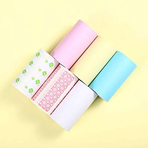 6 Pieces Self-Adhesive Thermal Paper Multi-colored Printable Paper Roll Printable Sticker Paper Mini Direct Thermal Label with Heart and Shamrock Pattern for Portable Pocket Mobile Printer, 57 x 30 mm 3