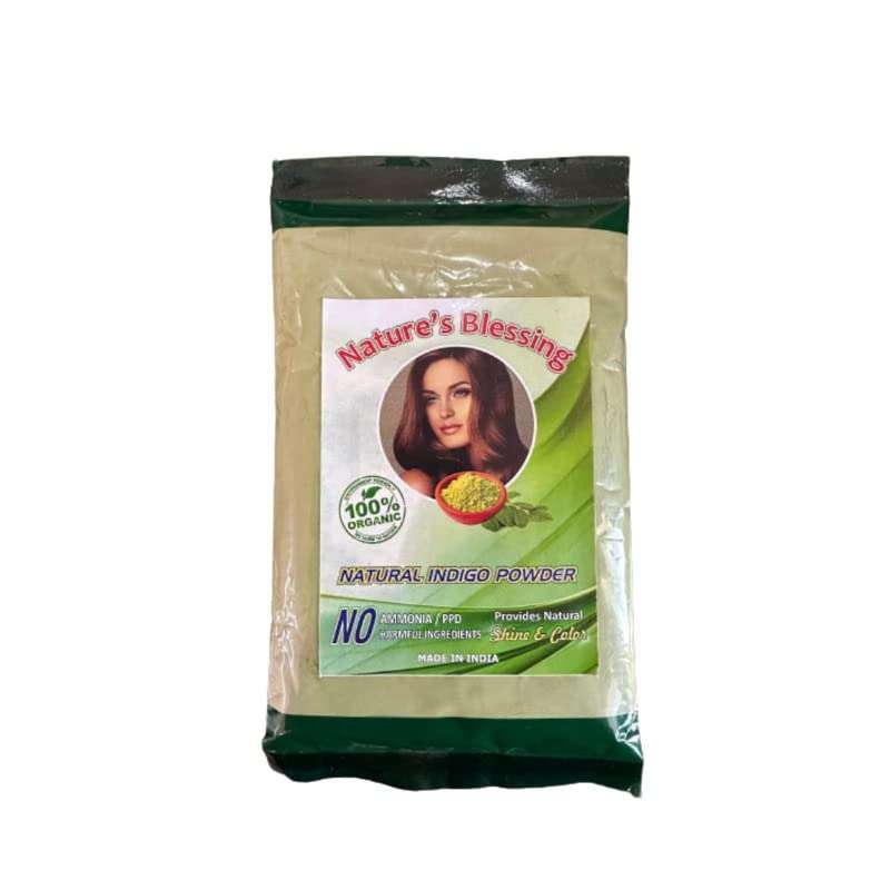 Indigo Powder Organic for Hair Colour Nature's Blessing Henna Organic Herbs Powder, No Ammonia/PPD, Anti Dandruff, Repair Split, Strengthen Hair - 100gm (Pack of 10) 1
