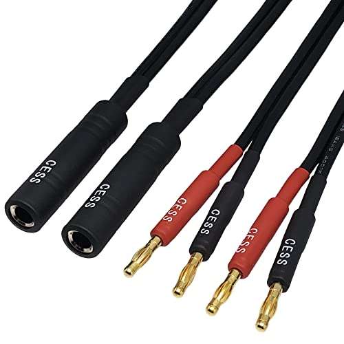 CESS-020 1/4 Inch TS to Dual Banana Plug Speaker Adaptor, 6 Inch - Mono 6.35mm Female Jack to Banana Cable - 2 Pack 5
