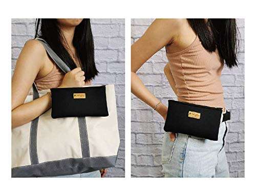 Tainada Men Women Horizontal Phone Neoprene Shockproof Zipper Carry Case Bag Pouch with Belt Loop Holster & Carabiner Compatible with Most of Smartphones (Black) 3