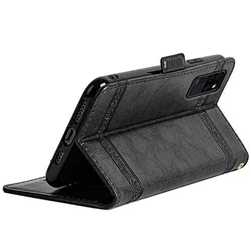 for OUKITEL C21 Case, with Tempered Glass Screen Protector Kickstand Card Slots Stand Holder Magnetic Flip PU Leather Shockproof Protective Wallet Case for OUKITEL C21 6.4” Phone Case,Black 4