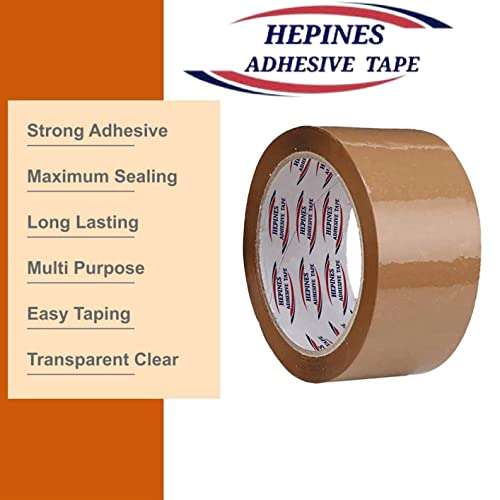 HEPINES 2 Inch 200 Meter, Pack of 2, Brown BOPP tape Self Adhesive High-Strength Packing Tape Rolls, Packaging, Industrial Tape for Home | Brown Cello tape | Office use & box Packing 3