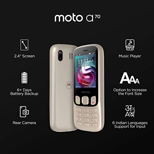 Motorola a70 keypad Mobile Dual Sim with Expandable Memory Upto 32GB,Camera, 2.4 inch Screen with 1750 mAh Battery, Rose Gold 4