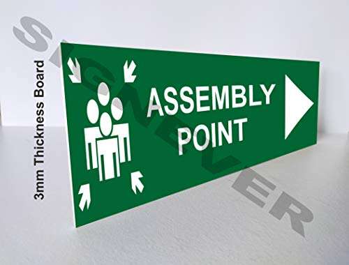SIGN EVER Assembly Point Right Side Sign Boards For School Collage Office Bank Shopping Mall Commercial Blue Sign Board L x H 30.00 Cm 10.00 Cm Pack Of 1 2