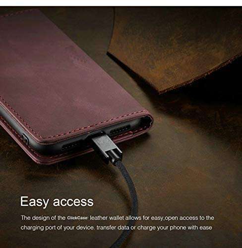 ClickCase for Realme 9 5G Speed Edition Sheepskin Series Faux Soft Leather Wallet Flip Case Kick Stand with Magnetic Closure Lightweight Slim Flip Cover for Realme 9 5G Speed Edition (Mauve Red) 5