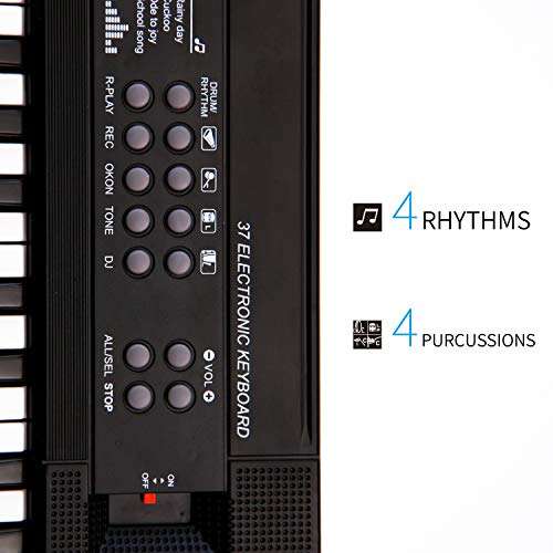 aPerfectLife Kids Piano Keyboard, 37 Keys Multifunction Portable Toy Piano Electronic Music Keyboard Instrument for Early Learning Educational (Black) 4