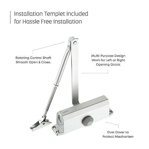 LAPO Heavy Duty Aluminium Automatic Hydraulic Double Speed Door Closer for Home Office | Aluminium and Wooden Soft Door Closers with Fitting Set for All Door Weight Up to 45 Kg (Silver Finish) 5