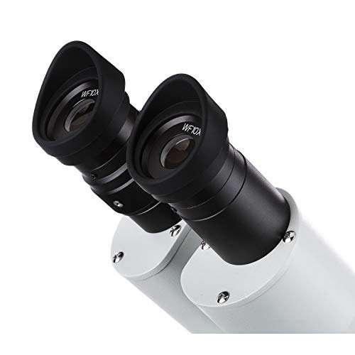 AmScope SE306R-AZ-E2 Digital Forward-Mounted Binocular Stereo Microscope, WF10x and WF20x Eyepieces, 20X/40X/80X Magnification, 2X and 4X Objectives, Upper and Lower Halogen Lighting, Reversible Black/White Stage Plate, Arm Stand, 120V, Includes 2MP Camera and Software 5