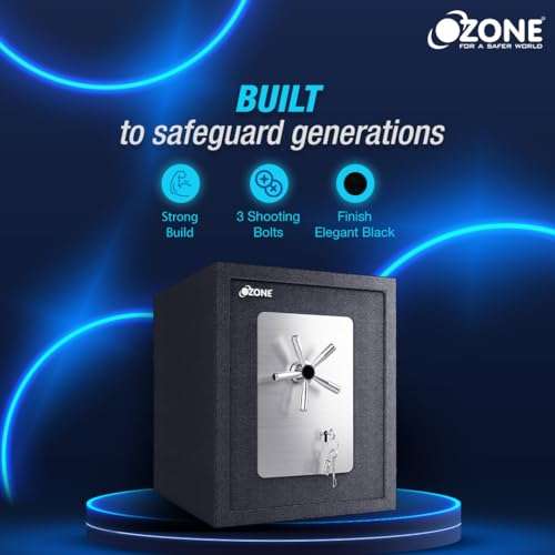 Ozone 78 Litres Anti-Burglary Security Safe with Manual Lock - Safe Box Steel Construction - Ideal for Storage of Cash, Jewellery and More, (Black Structure Matt) (Manual) 6