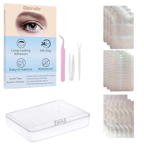Doirollr Eyelid Tape 920 Pcs| Eyelid Lifting Stripes for Hooded Eyes | Invisible Correcting Tape for Droopy Eyes | Multiple Sizes for All Eye Shapes | Self-Adhesive, Easy to Apply 1