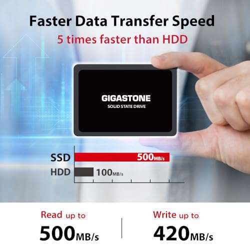 Gigastone SATA SSD 120GB (2-Pack) 2.5 inch SSD 500MB/s Upgrade Laptop PC Memory and Storage PS4 HDD Replacement 2.5" Internal Solid State Hard Drives SATA III SLC Cache 3D NAND Increase Performance 2