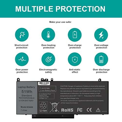 G5M10 Battery for Dell Latitude 14 15 E5450 E5550 E5250 P48G001 Series, 15.6 inch, WYJC2 0WYJC2 8V5GX R9XM9 1KY05 08V5GX VMKXM 5XFWC PF59Y TXF9M 7V69Y 451-BBLN 451-BBLL 451-BBLK 080-854-0066 4
