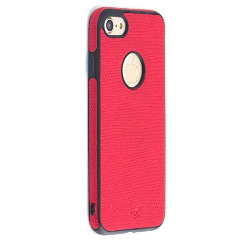 iPhone 7 Tpu Case Bumper Luxury Slim Leather grain with Full Body Protective Cover and Anti-Scratch and Non-Slip Design for Apple iPhone 7 (2017) (Red) 1