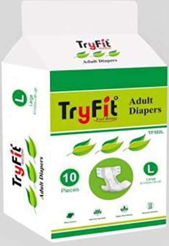 TryFit Adult Diapers, Large, Waist Size 38" - 60", 10 Pcs/Pack (Pack of 4), 40 Pcs 3