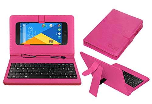 ACM Keyboard Case Compatible with Lenovo Zuk Z1 Mobile Flip Cover Stand Plug & Play Device for Study & Gaming Pink 1