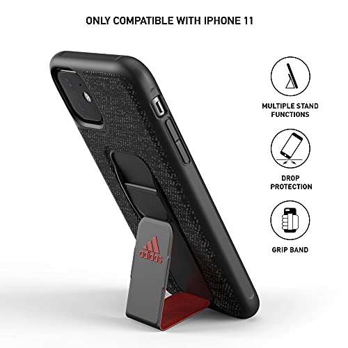 ADIDAS Sports Black Cell-Phone Case for iPhone 11, Drop-Resistant Hand-Grip Phone Cover with Strap 2
