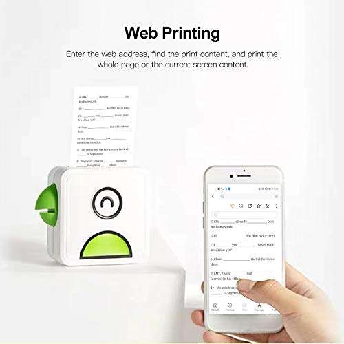 Aibecy 200dpi Photo Printer Portable Pocket Thermal Printer BT Wireless Receipt Label Sticker Maker with Thermal Paper Roll Compatible with Android iOS Smartphone 6
