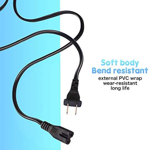 5Ft 2 Prong AC Power Cord Cable Compatible with Xbox Series X/S Xbox One S/Xbox One X Game Console, for Sony Playstation PS4 PS3 PS2 Slim/PSP/PSV Supply Plug Replacement 6