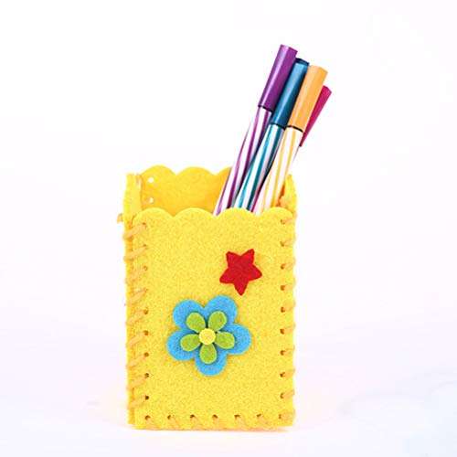 4 PCS Hand Stitch Sewing Kit for Kids DIY Felt Pens Holder Pencil Container Stationery Organizer with Safety Needle Thread for Beginner Children Kids (Random Pattern) 3