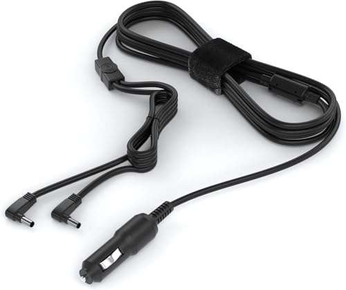 12V Car Charger for Dual Car Portable DVD Players: WONNIE, FANGOR, NAVISKAUTO, DESOBRY, DBPOWER, OTIC, Pyle, Sylvania Dual Screen DVD Player - Extra Long 12 Ft Power Supply Cord 4